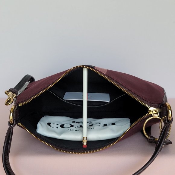 COACH Sutton Horse and Carriage Jacquard & Leather Crossbody-Oxblood Multi color - Picture 12 of 16